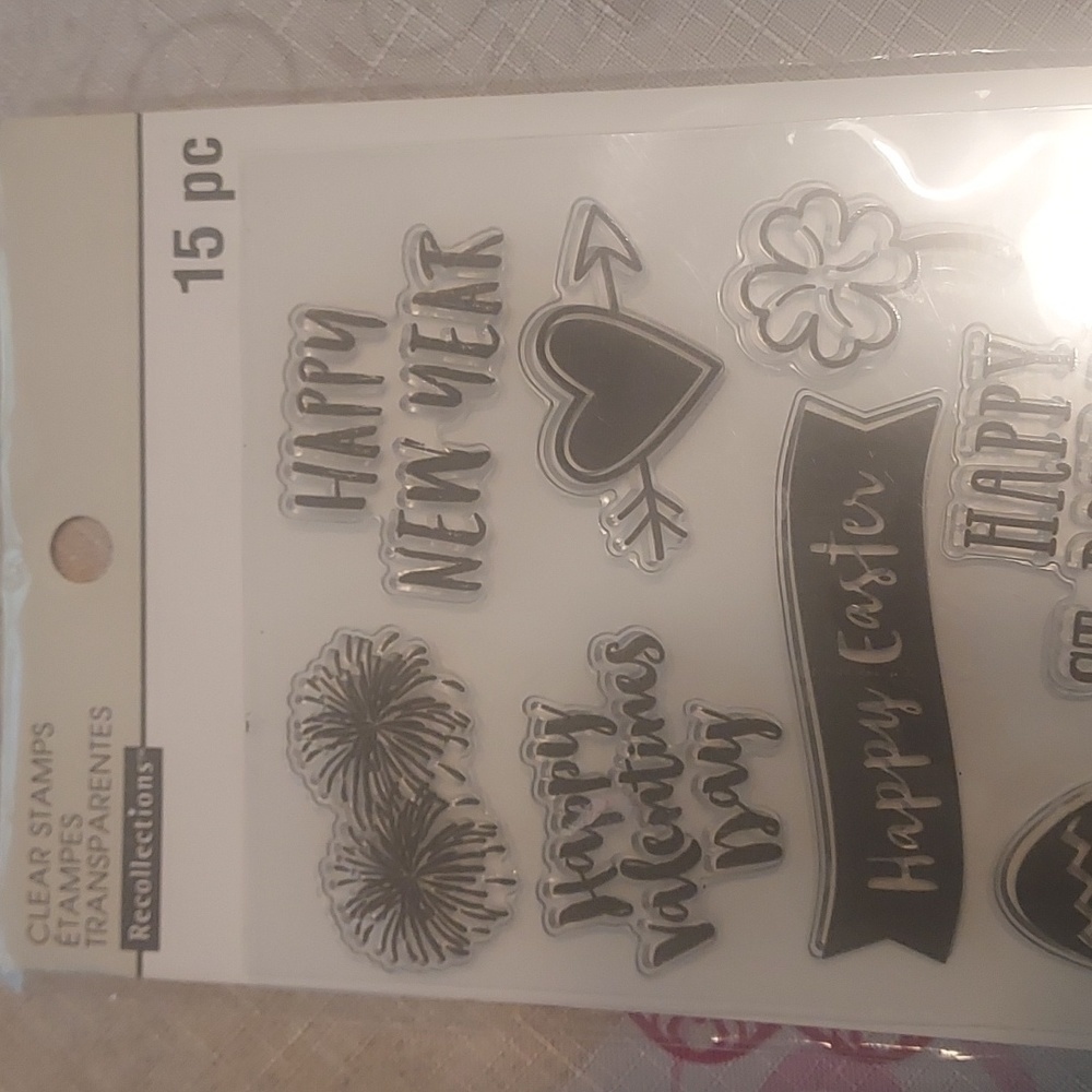 RECOLLECTIONS clear stamps happy Halloween  merry Christmas... 15 pc new